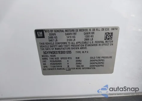 2014 Cadillac Srx Premium Collection from USA, damaged, VIN 3GYFNDE37ES651285